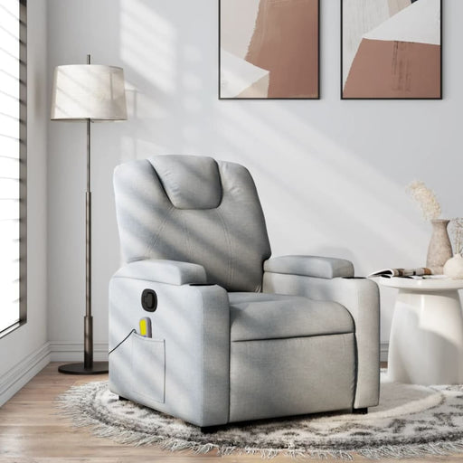 Massage Recliner Chair Light Grey Fabric Txbppox