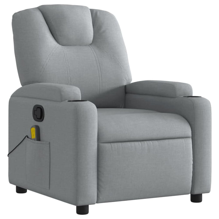 Massage Recliner Chair Light Grey Fabric Txbppox