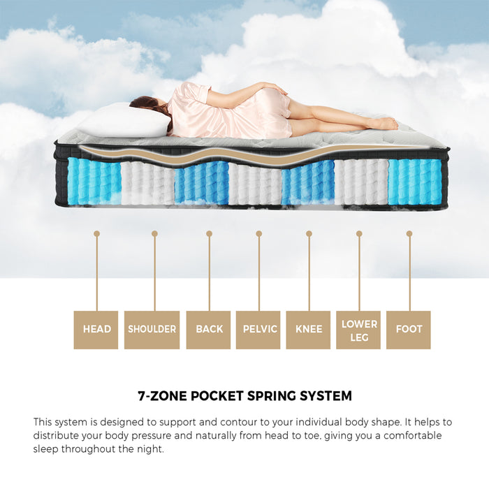 Queen Mattress Cool Gel Foam Pocket Spring 34Cm With Pillows