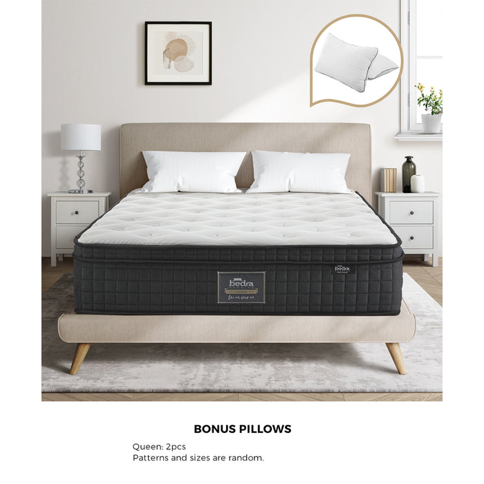 Queen Mattress Cool Gel Foam Pocket Spring 34Cm With Pillows