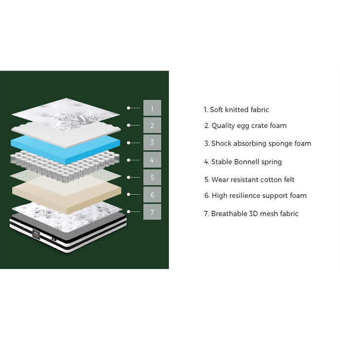 King Mattress Breathable Luxury Bed Bonnell Spring Foam Medium 22Cm