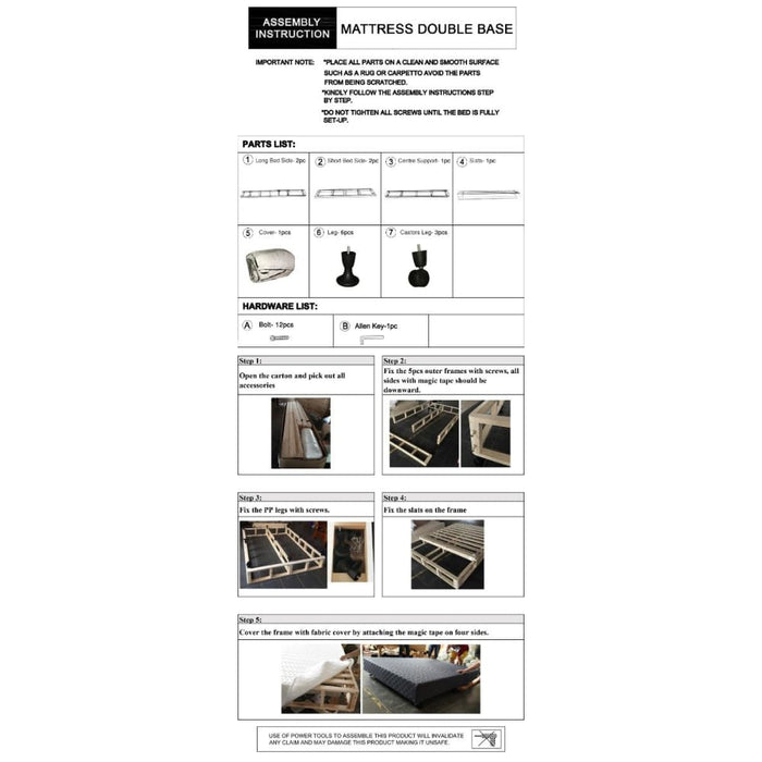 Mattress Base Ensemble Double Size Solid Wooden Slat