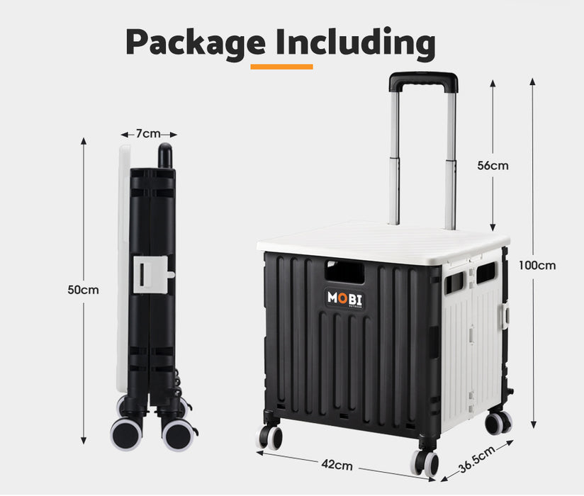 Shopping Trolley Foldable Camping Cart Grocery Basket 360° Wheel With Cover