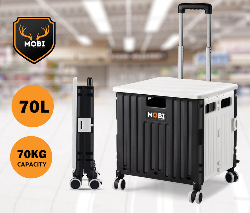 Shopping Trolley Foldable Camping Cart Grocery Basket 360° Wheel With Cover