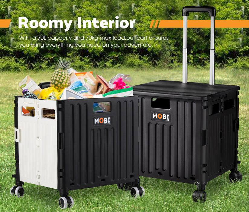 Shopping Trolley Foldable Camping Cart Grocery Basket 360° Wheel With Cover