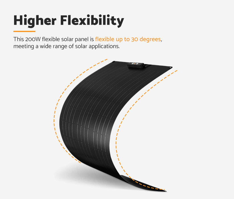 200W Flexible Solar Panel Mono 12V Rv Camping Caravan Boat