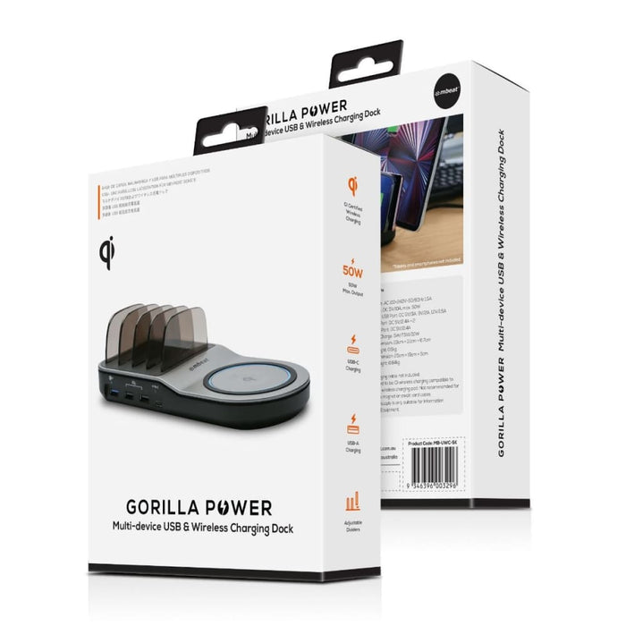 Mbeat Gorilla Power 50w Qi Certified Multi - device Usb &