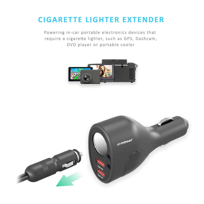 Mbeat Gorilla Power Dual Port Qc 3.0 Car Charger with Cigar