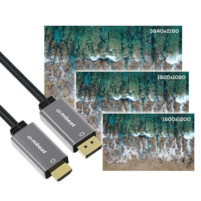 Mbeat Tough Link 1.8m 4k 60hz Display Port to Hdmi Cable