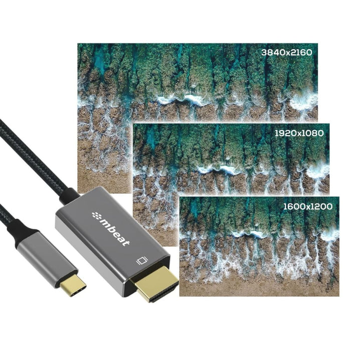 Mbeat Tough Link 1.8m 4k Usb-c to Hdmi Cable - Space Grey