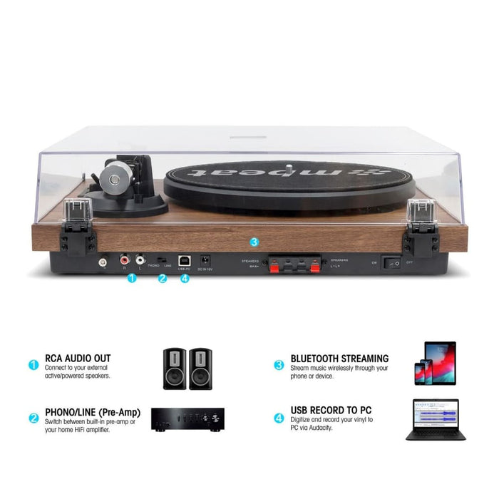 Mbeat Hi-fi Turntable with Bookshelf Speakers and Bluetooth