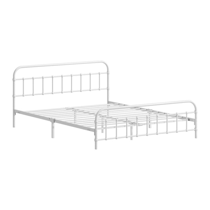 Bed Frame Metal Bed Base Queen Size Bed Platform White