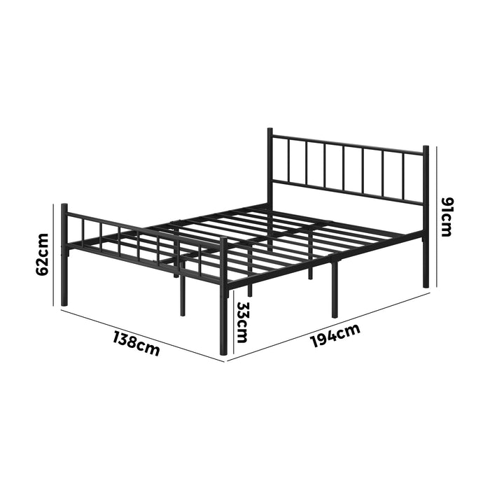 Bed Frame Double Size Metal Base Platform Foundation Black