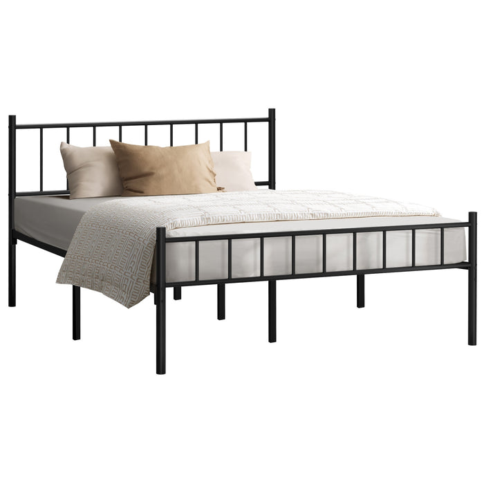 Bed Frame Double Size Metal Base Platform Foundation Black