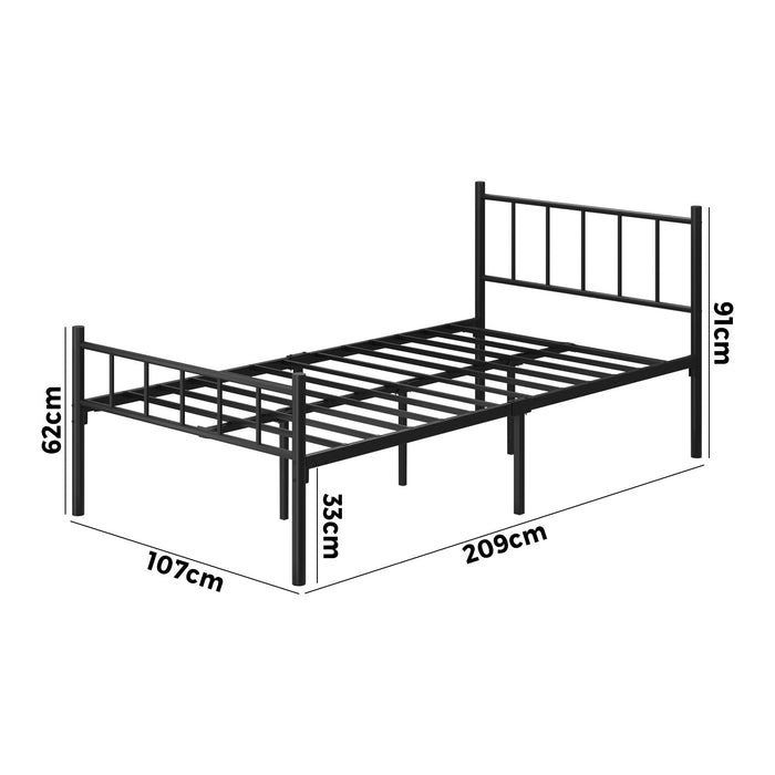 Bed Frame King Single Metal Base Platform Foundation Black