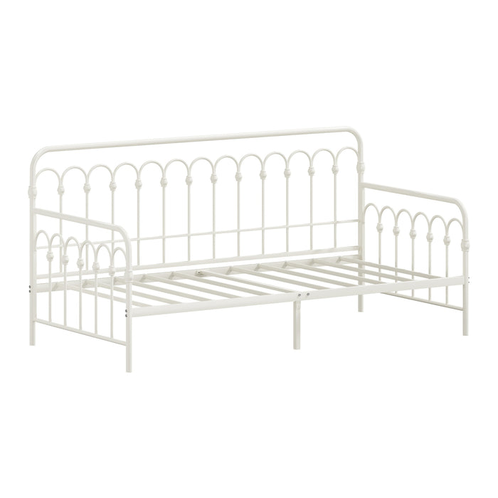 Metal Daybed Frame Single Size Base Sofa Bed Steel Slat Support Beige