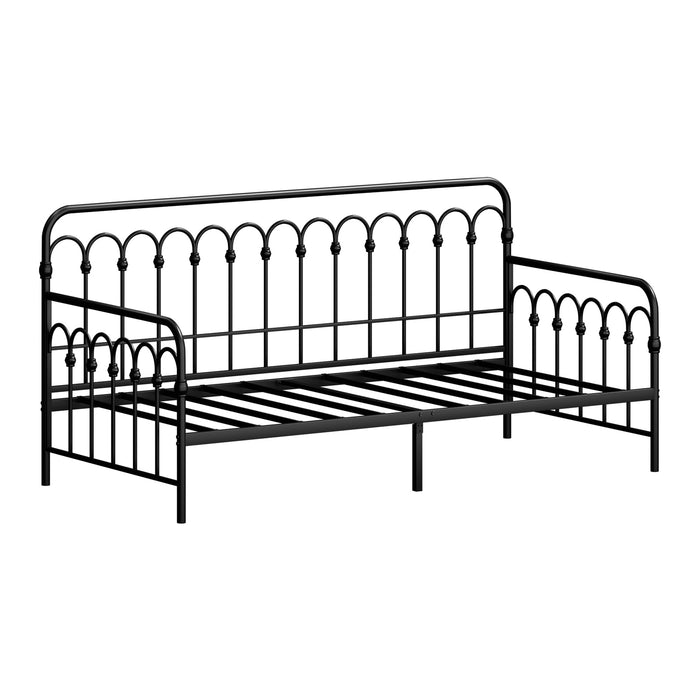 Metal Daybed Frame Single Size Sofa Bed Steel Slat Support Black