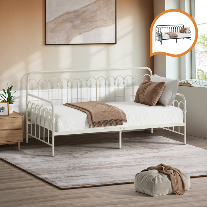 Metal Daybed Frame Single Size Sofa Bed Steel Slat Support
