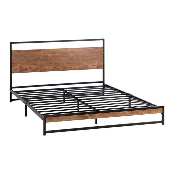 Metal Bed Frame Double Size Bed Base Platform Wood