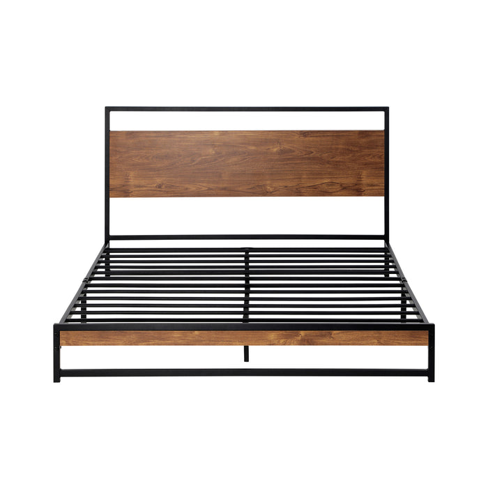 Metal Bed Frame Double Size Bed Base Platform Wood