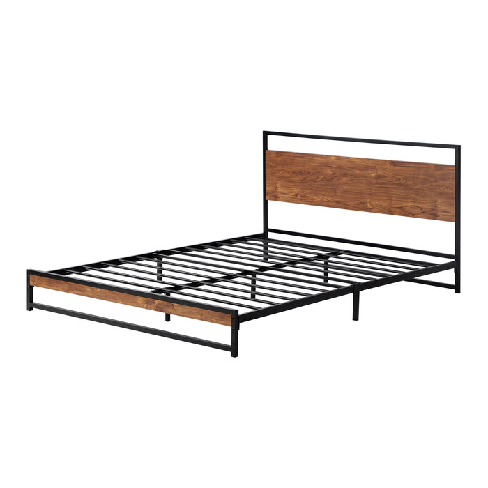 Metal Bed Frame Double Size Bed Base Platform Wood