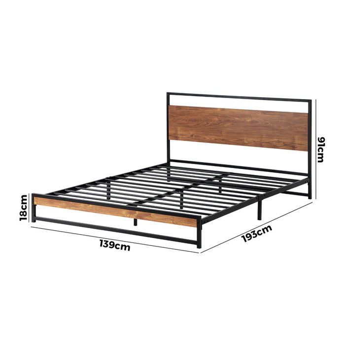 Metal Bed Frame Double Size Bed Base Platform Wood