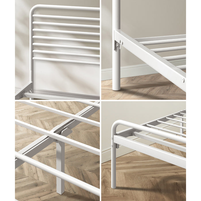 Metal Bed Frame Queen Size Bed Base Beds Platform White