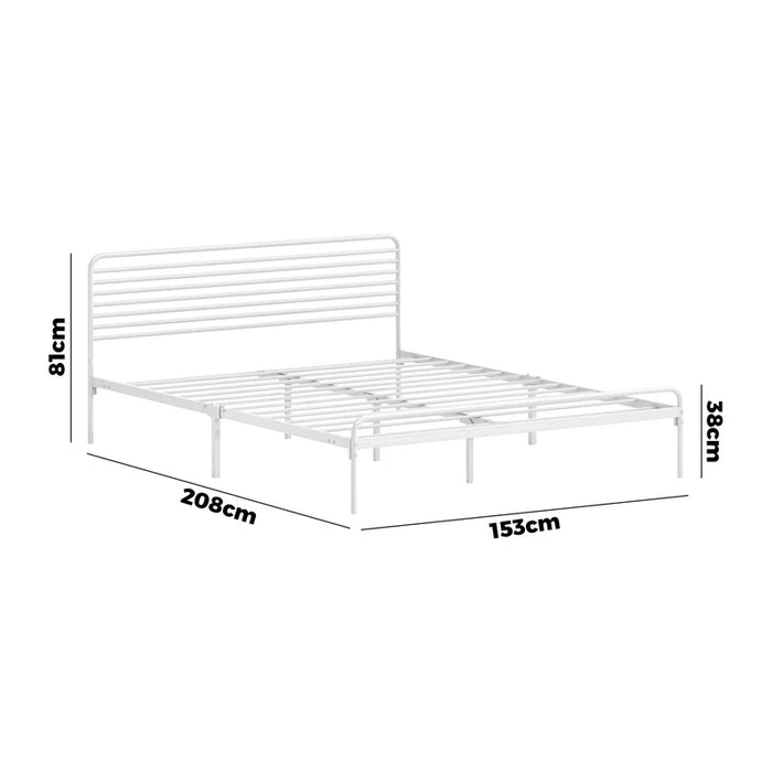 Metal Bed Frame Queen Size Bed Base Beds Platform White
