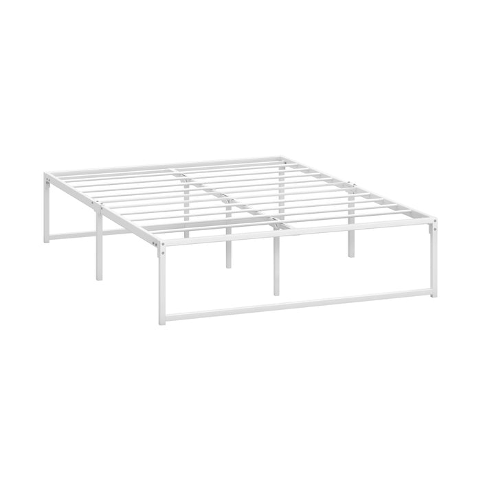 Metal Bed Frame Double Size Beds Base Platform Sam White