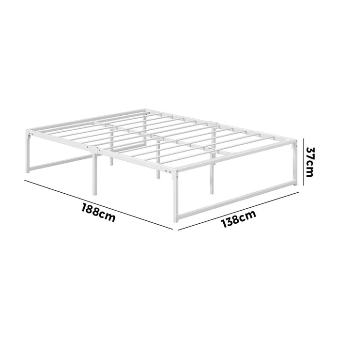 Metal Bed Frame Double Size Beds Base Platform Sam White