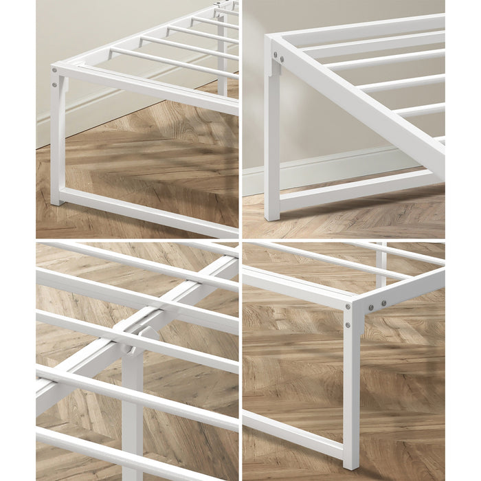 Metal Bed Frame Queen Size Beds Base Platform Sam White