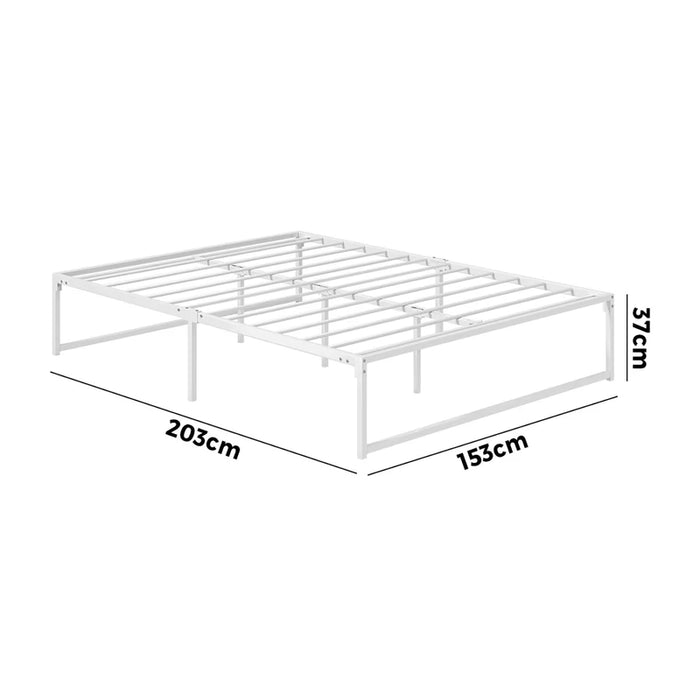 Metal Bed Frame Queen Size Beds Base Platform Sam White