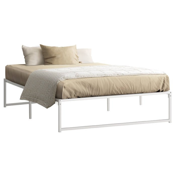 Metal Bed Frame Queen Size Beds Base Platform Sam White
