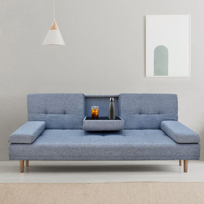 Mendoza 2 in 1 Sofa Bed Couch Grey Pull Down Cupholder 3