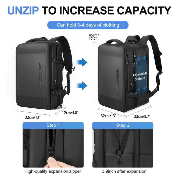 Mens 17 Inch Expandable Laptop Backpack with Usb Charging
