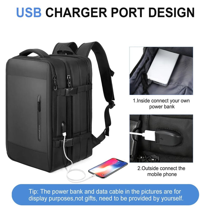 Mens 17 Inch Expandable Laptop Backpack with Usb Charging