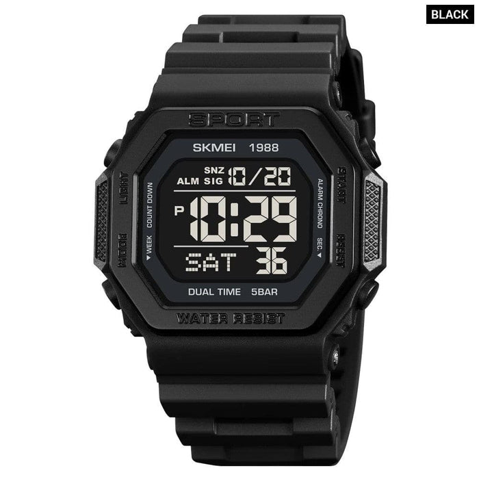 Men’s Tpu Band Digital Date Calendar Display 5atm 50m Water