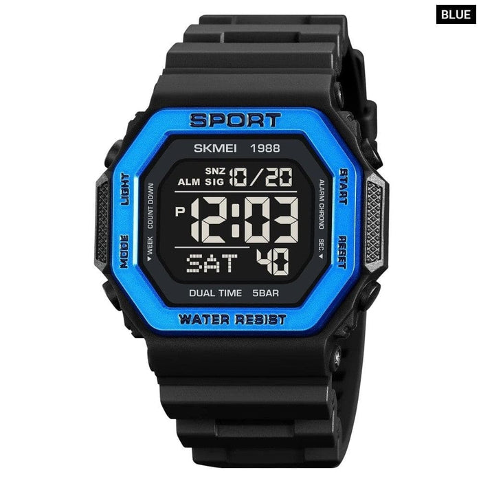 Men’s Tpu Band Digital Date Calendar Display 5atm 50m Water