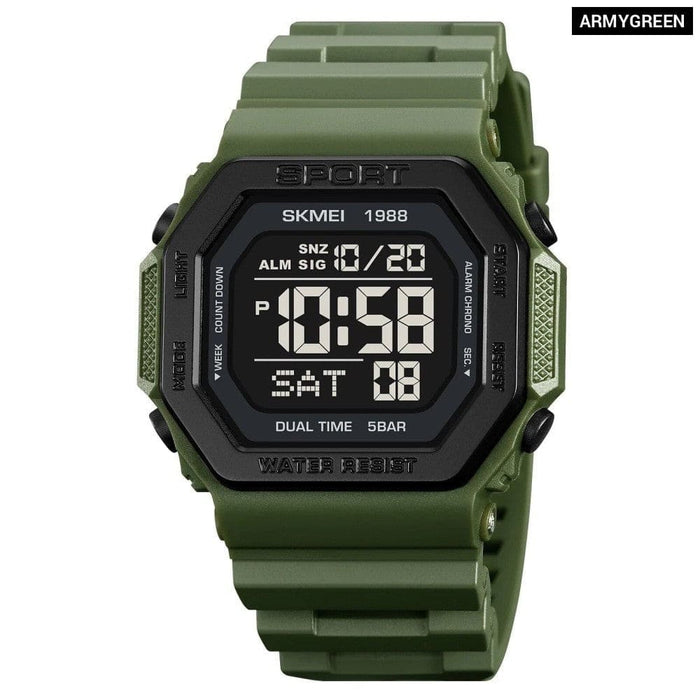 Men’s Tpu Band Digital Date Calendar Display 5atm 50m Water