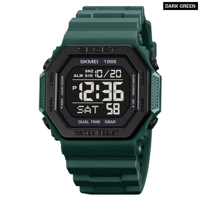 Men’s Tpu Band Digital Date Calendar Display 5atm 50m Water