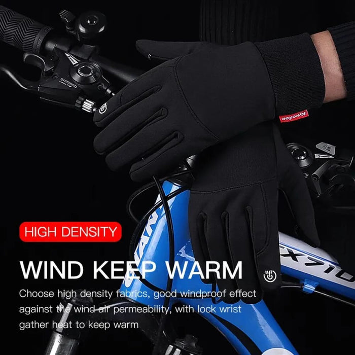 Mens Black Touch Screen Cycling Gloves Warm Nonslip