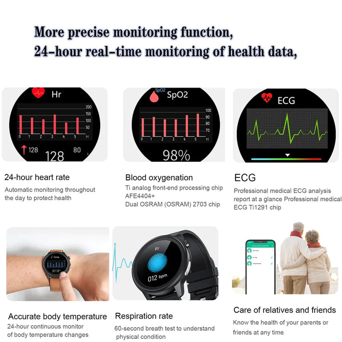 Mens Ip68 Bluetooth Temperature Blood Oxygen Pressure