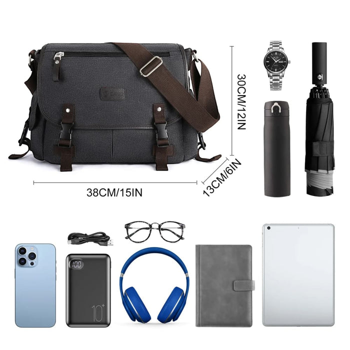 Mens Retro Canvas Messenger Bag