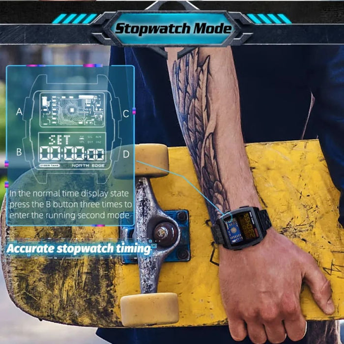 Mens Retro Industrial Metal Style Waterproof 50m Sports