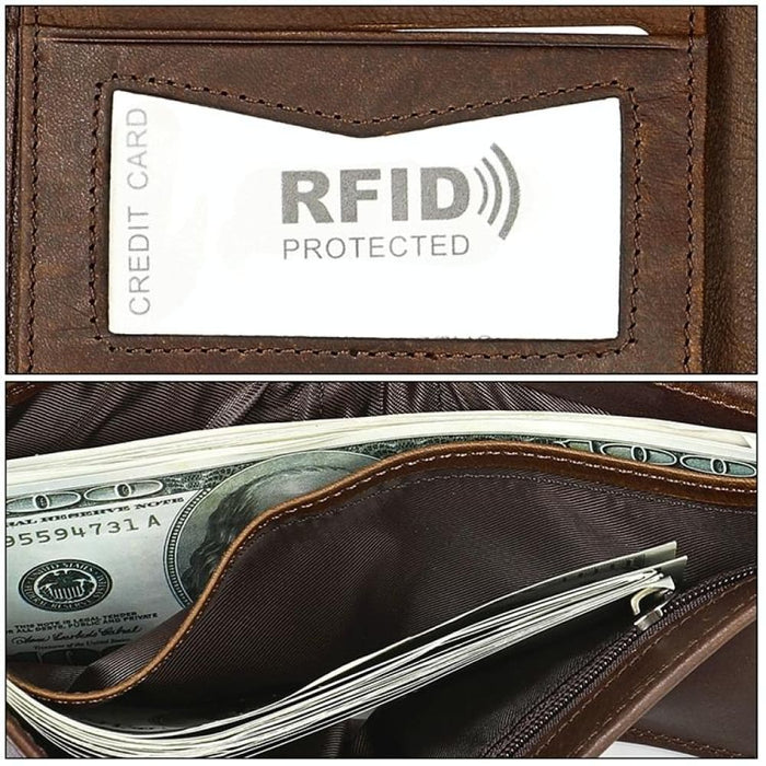 Mens Rfid Leather Wallet With Card Slots
