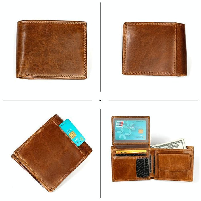Mens Rfid Leather Wallet With Card Slots