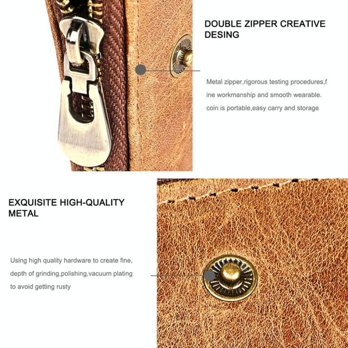 Mens Rfid Leather Wallet With Strap And Card Slots