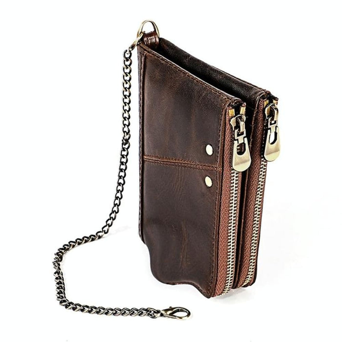 Mens Rfid Leather Wallet With Strap And Card Slots