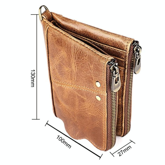 Mens Rfid Leather Wallet With Strap And Card Slots