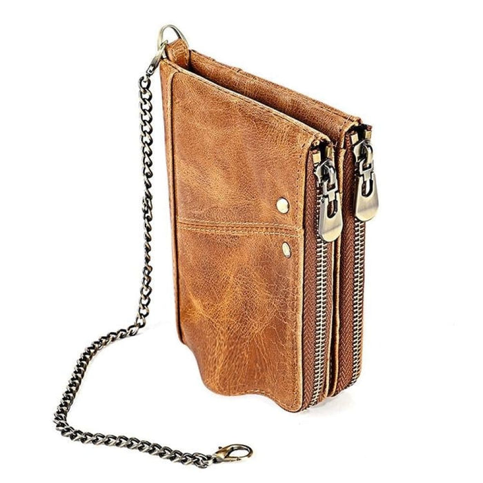 Mens Rfid Leather Wallet With Strap And Card Slots